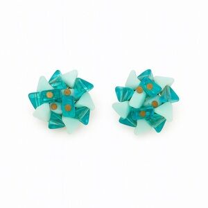 Vintage Turquoise Lucite Clip On Earrings 1950’s Style